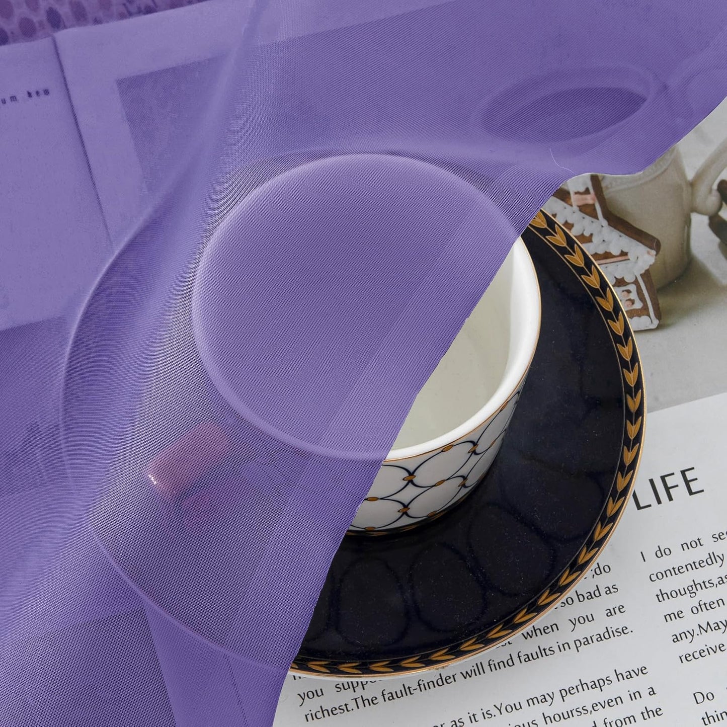 Chyhomenyc Purple Sheer Curtains 78 Inches Long 2 Panels Set for Living Room, Light Filtering Voile Lightweight Bedroom Curtains, Rod Pocket Solid Window Treatment Drapes, Each 42W x 78L