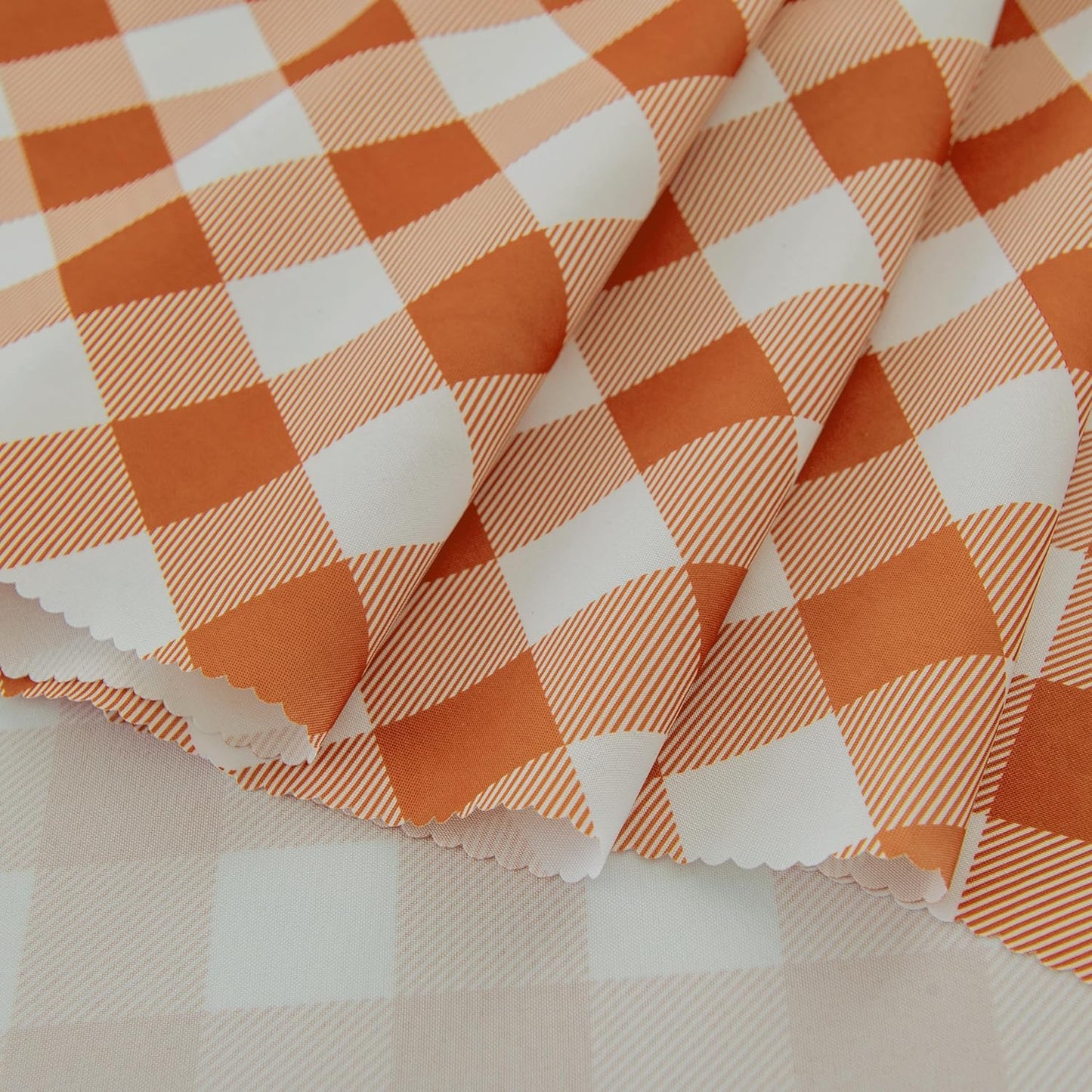 Waterproof Plaid Tablecloth Fabric - Round 58 Inch Classic Gingham Checker Table Cloth for Indoor/Outdoor Use - Buffalo Table Cover for Picnics, BBQs, and Parties