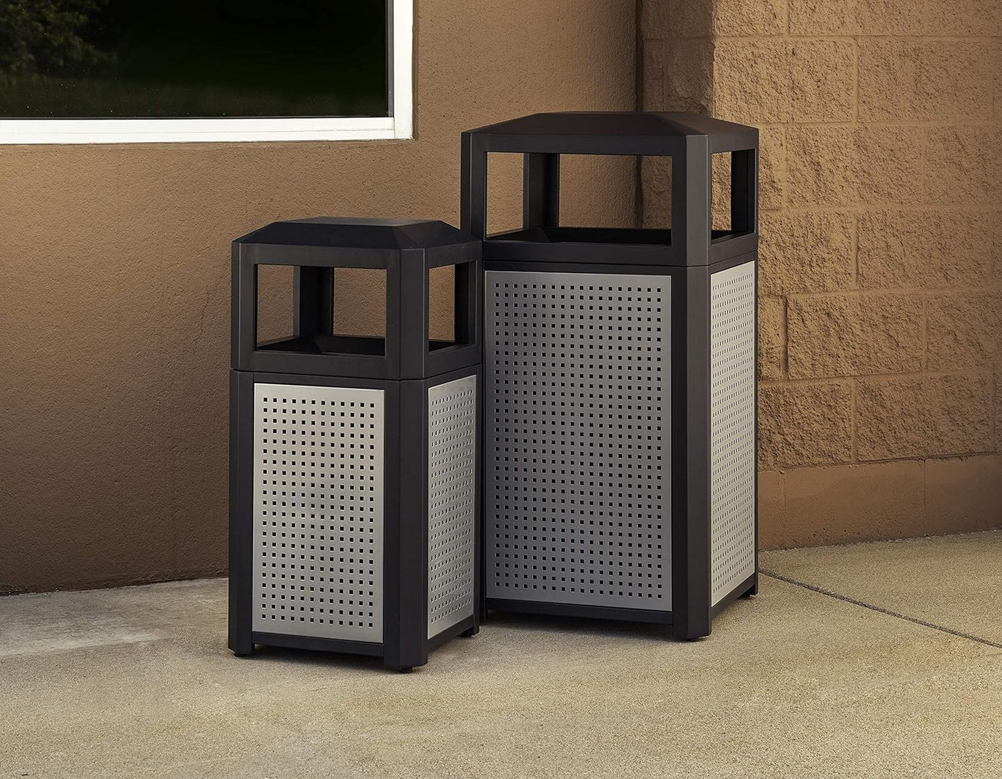 Safco Evos Steel Trash Can, 15 Gallons, Indoor and Outdoor Use, Commercial Garbage Can with Plastic Liner