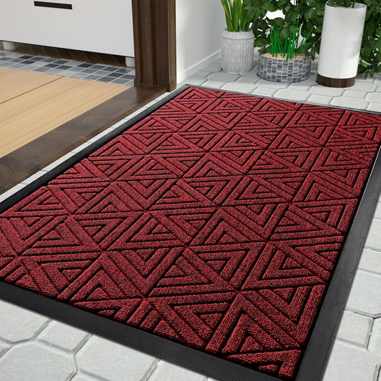 Yimobra Outdoor Mats for Front Door 29.5x17, All-Weather Waterproof Non-Slip Outdoor Door Mat Outside Eentrance, Garage/Patio Entryway Indoor Doormat, Easy Clean, Black Red