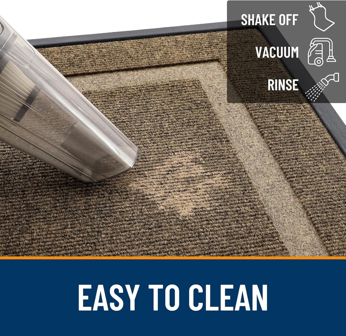 OLANLY Front Door Mat Indoor Outdoor Entrance, Waterproof All-Season, All-Weather Doormat, Sturdy Natural Rubber, Fade Resistant, Low Profile, Easy Clean Patio Porch Entryway Mat, 47x17, Brown