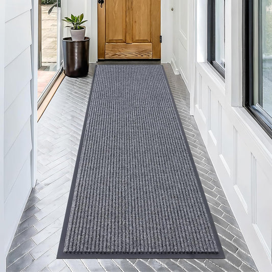 OLANLY Front Door Mat Indoor Outdoor Entrance, Waterproof Heavy Duty Doormat, Fade Resistant, Low Profile, Easy Clean Patio Porch Welcome Floor Mats for Entry, 71x24, Grey