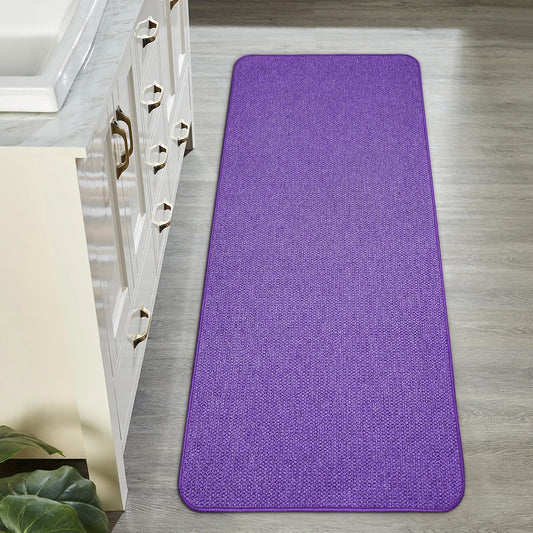 Bath Mat,Ultra Thin Bathroom Runner Rugs,Large Bath Mats for Bathroom,Quick Dry,Non-Slip,Machine Washable,Low Pile,Bath Rug,Shower Outside,Sink,Home Decor Accessories.Purple,1'5"x4'11"（17x59inch）