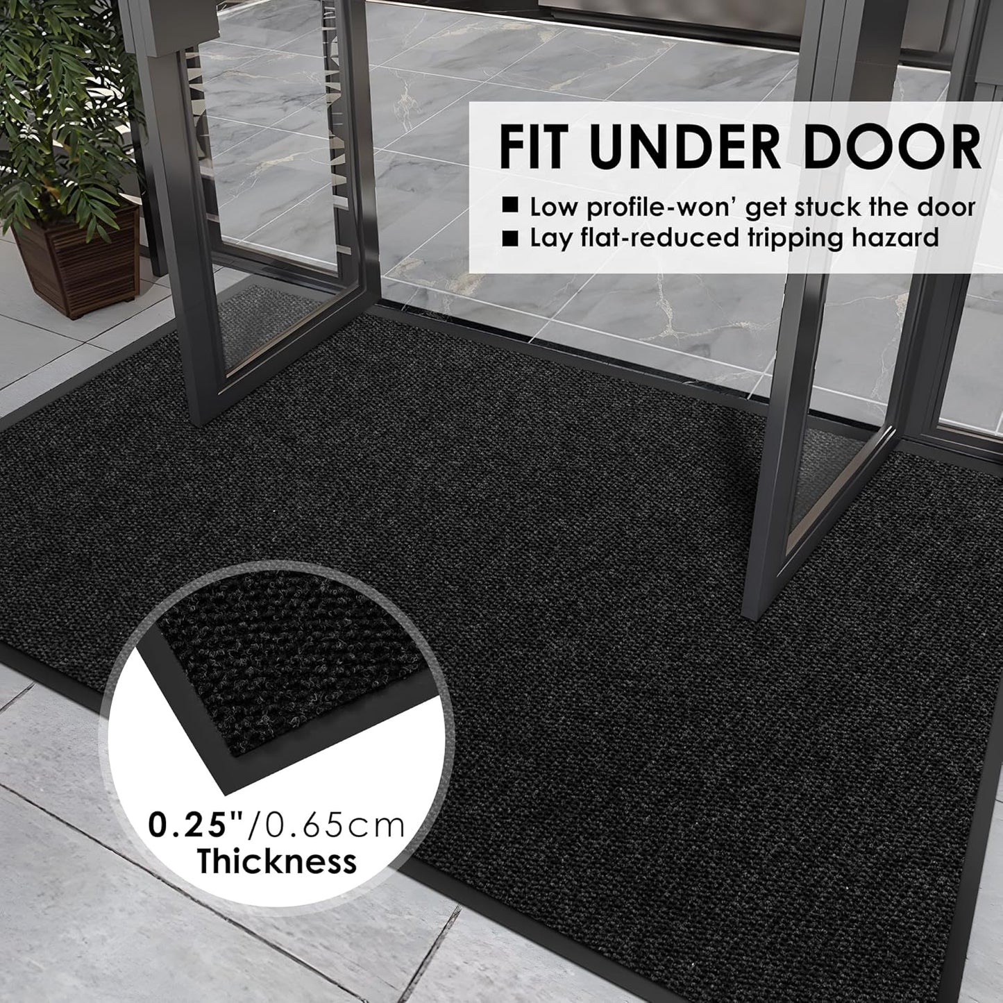 4′ x 20′ Front Door Mat Indoor Outdoor Entrance, Commercial Floor Mat Heavy Duty Dirt Trapper Entryway Doormat, Custom Size Non Slip Rubber Backing Welcome mat, Door Mat for High Traffic Area
