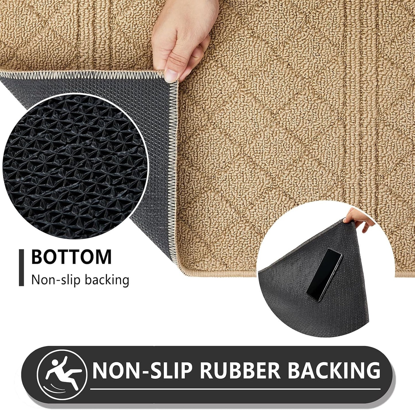 REFETONE Indoor Doormat, Front Back Door Mat 32"x40" Absorbent Rubber Backing Non Slip Door Mats, Low-Profile Resist Dirt Entrance Rugs, Machine Washable Door Rug Inside Floor Mat for Entryway, Brown