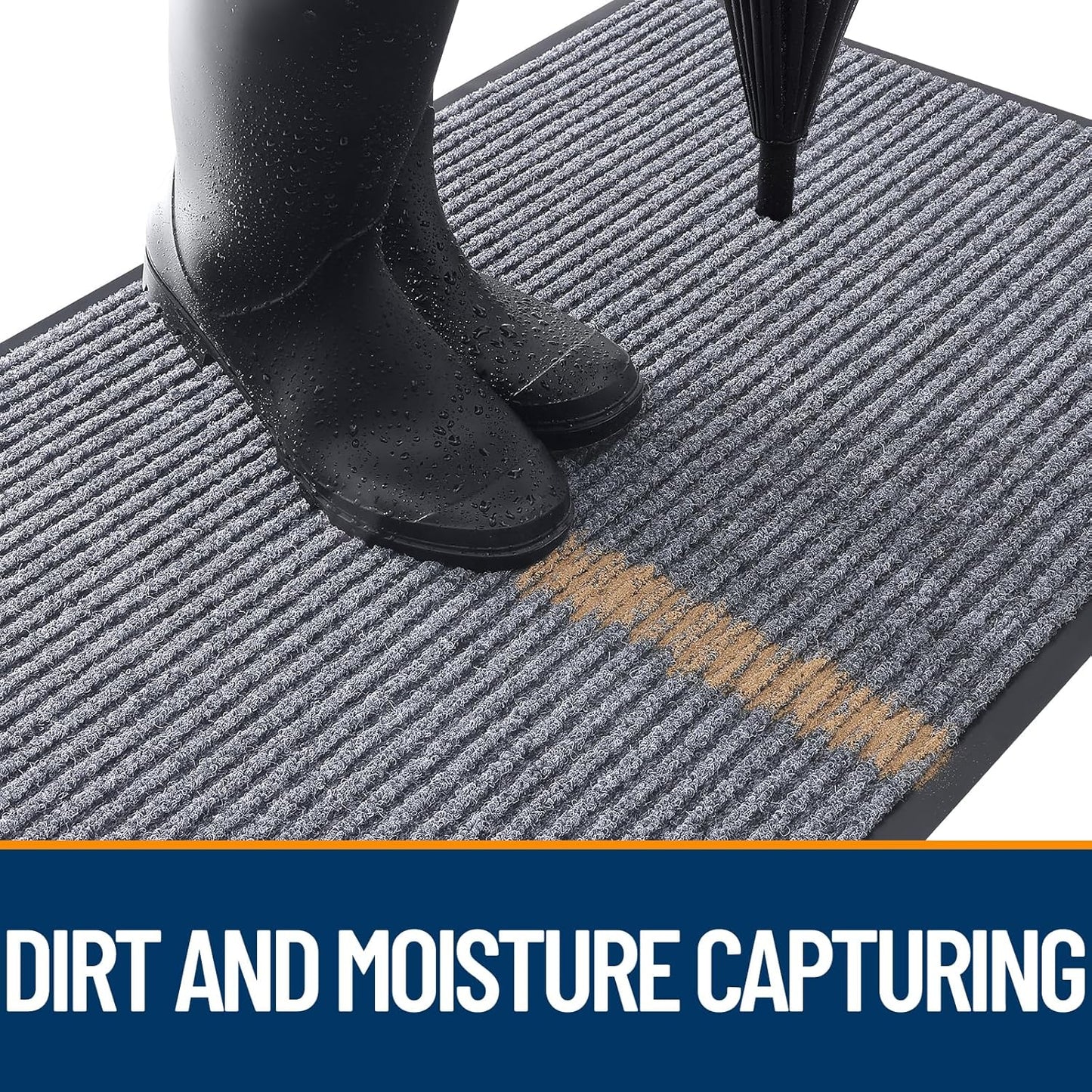 OLANLY Front Door Mat Indoor Outdoor Entrance, Waterproof Heavy Duty Doormat, Fade Resistant, Low Profile, Easy Clean Patio Porch Welcome Floor Mats for Entry, 47x32, Light Gray