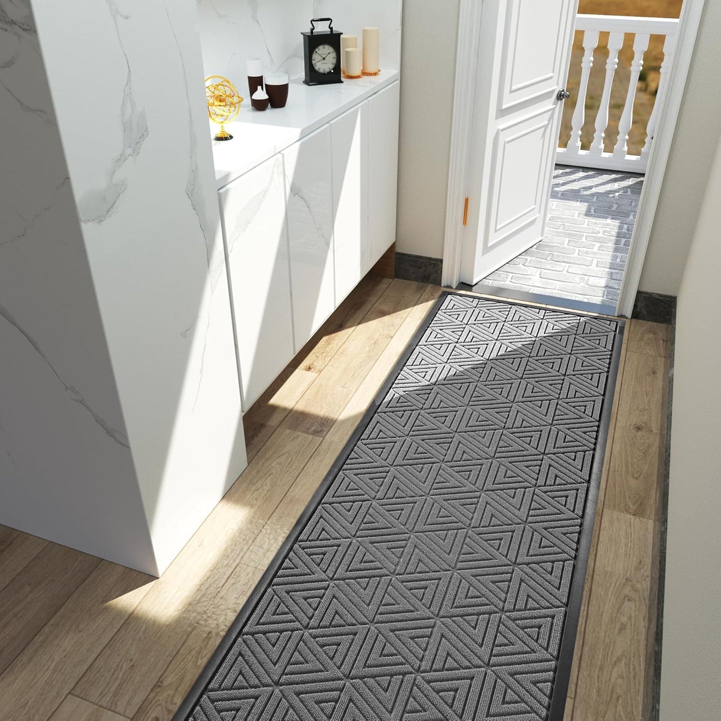 Yimobra Front Door Mat Outside Entrance 72 x 24, Waterproof and Washable Outdoor Mat, Non Slip Rubber Backing, Heavy Duty Welcome Matt for Home Entry Floor Porch Garage Office, Low Profile, Grey