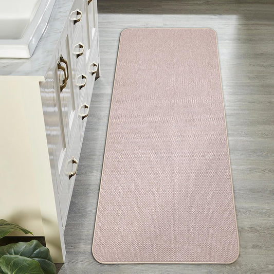 Bath Mat,Ultra Thin Bathroom Runner Rugs,Large Bath Mats for Bathroom,Quick Dry,Non-Slip,Machine Washable,Low Pile,Bath Rug,Shower Outside,Sink,Home Decor Accessories.Beige,1'9"x3'11"（21x47inch）