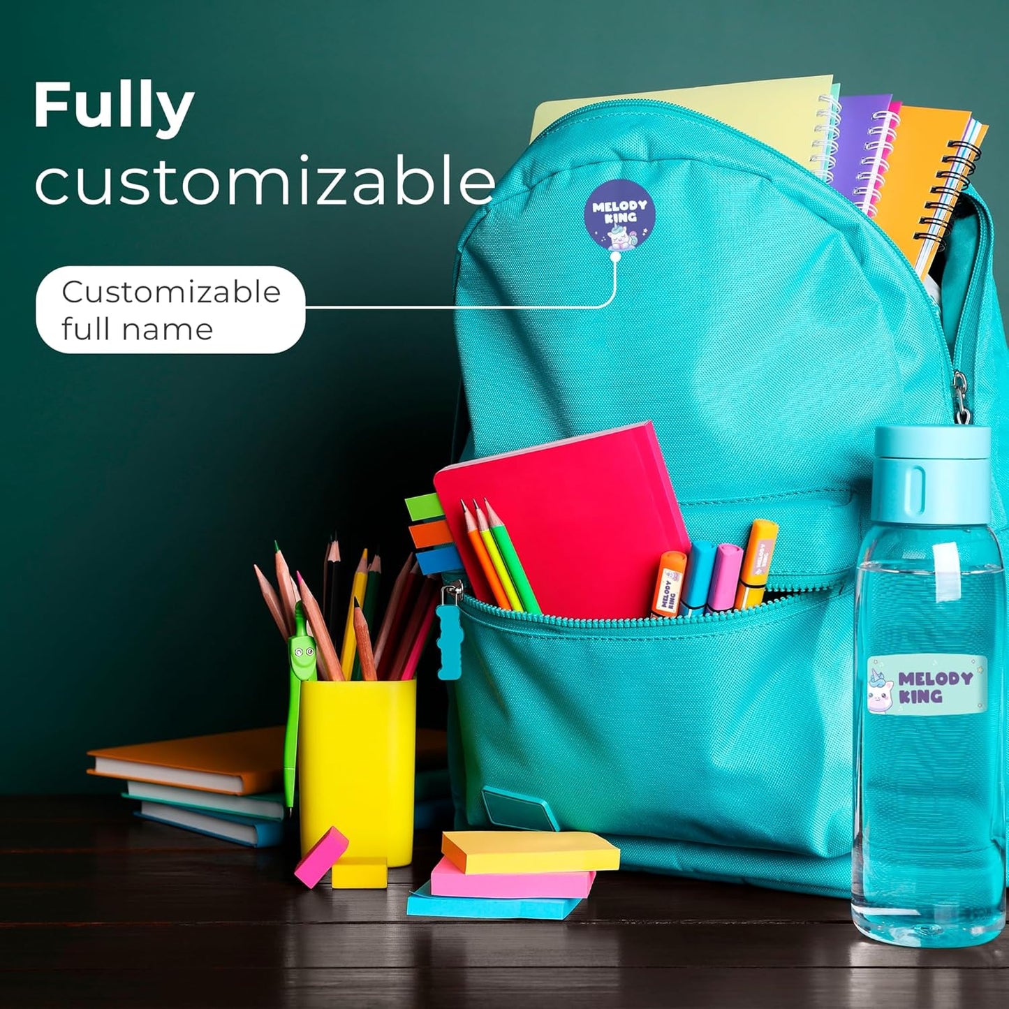 Personalized Name Tag Stickers for Kids (130+ Pack) | Unicorn Waterproof Labels for School Supplies, Bottles & Lunch Boxes | Custom Vinyl Name Labels for Clothing, Toys & More (H. Unicorn)