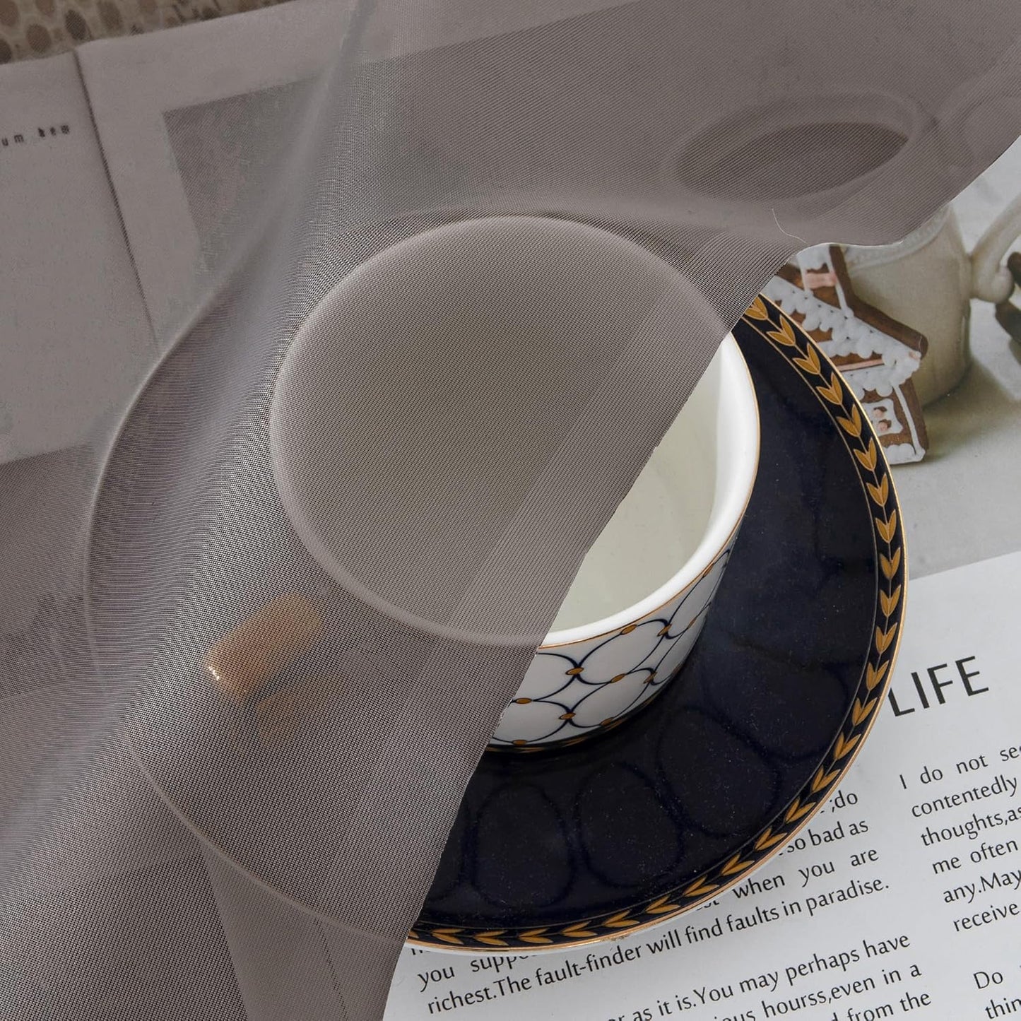 Chyhomenyc Sheer Chocolate Brown Tier Curtains 24 Inch Length, Small Window Curtains Treatment for Bathroom Living Room Basement, Short Rod Pocket Cafe Curtain, 42W x 24L Inches, 2 Panels