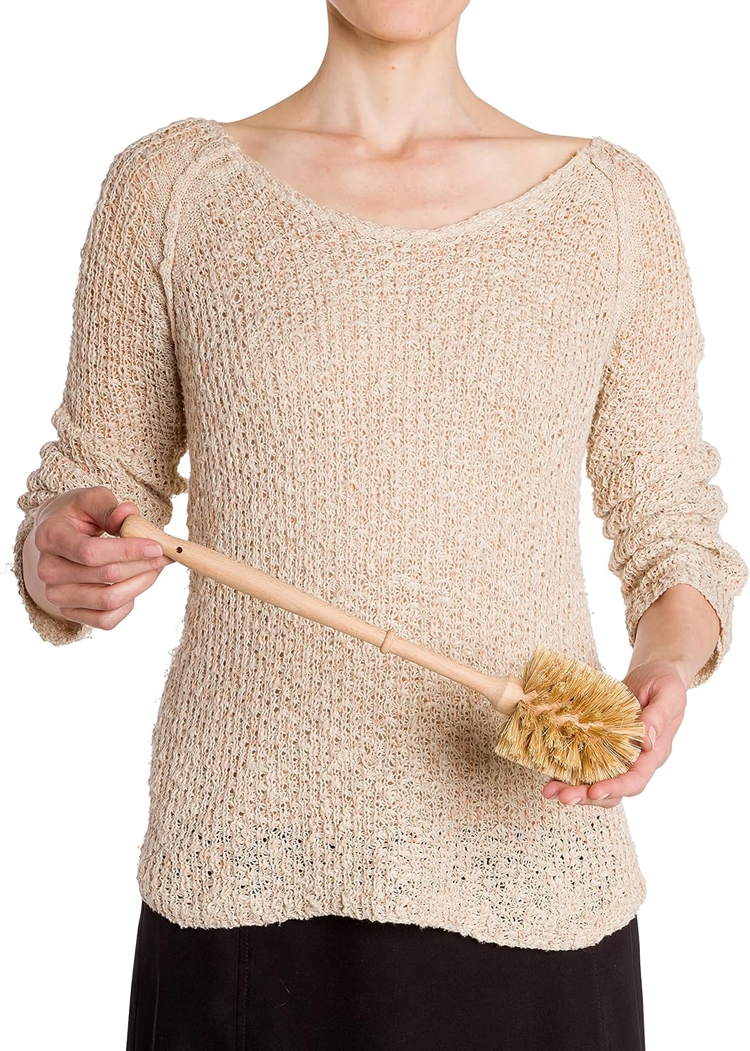 REDECKER Stiff Union Fiber Toilet Brush with Untreated Beechwood Handle - 14-1/2-inches - Made in Germany