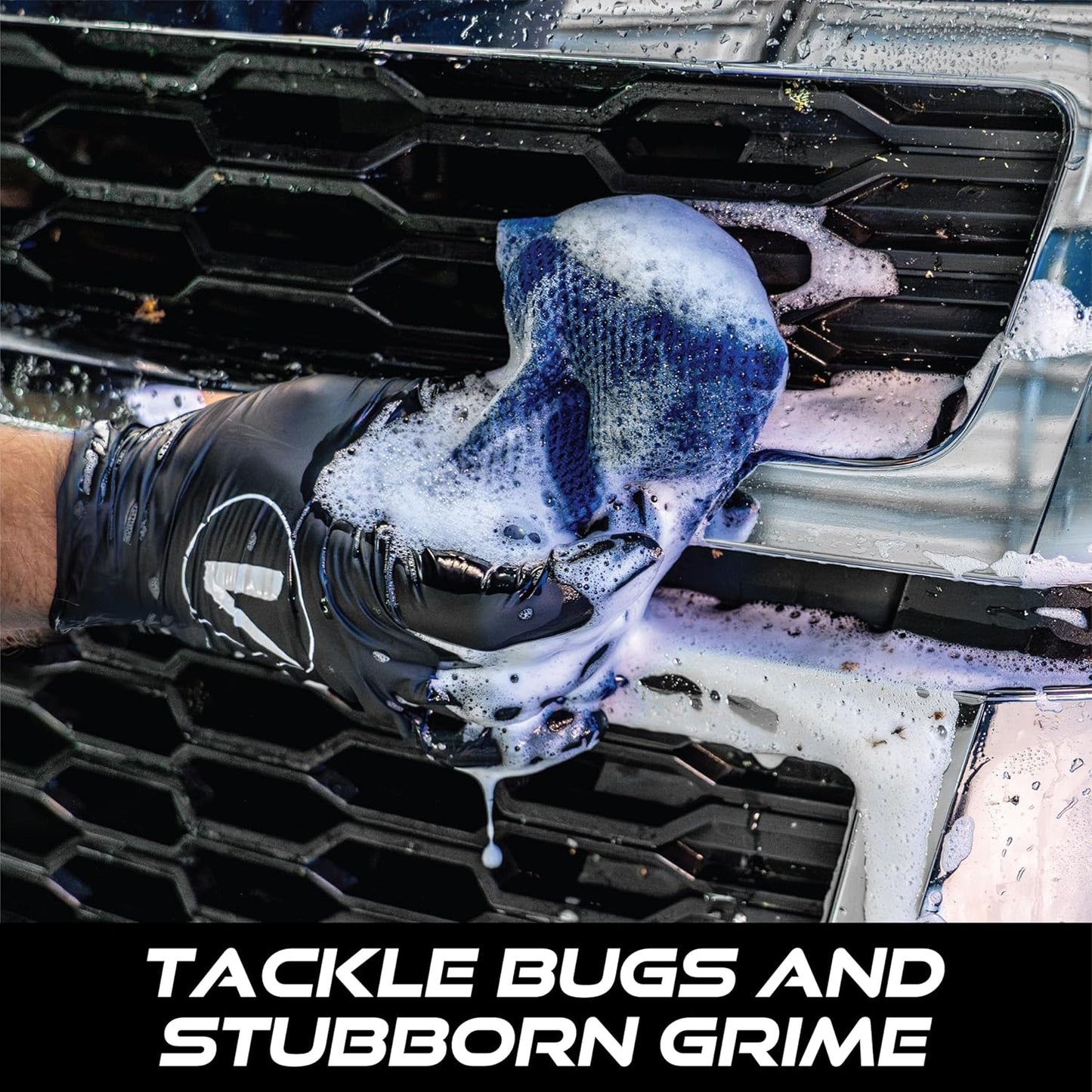 VIKING Mesh Bug Sponge, Car Wash Sponge for Cleaning Bugs and Tar, Royal Blue, 4 inch by 6 inch, 2 Pack