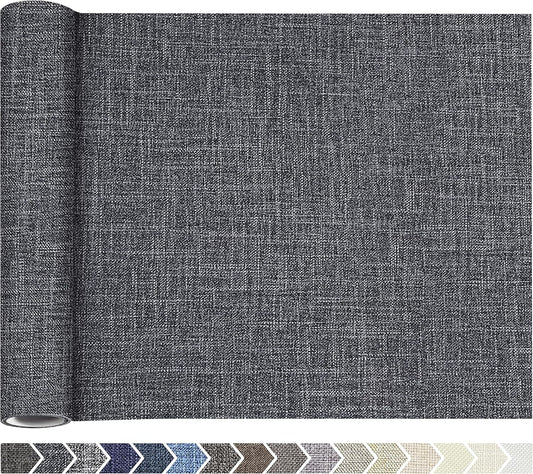 KING MOUNTAIN Fine Linen Fabric Patches, Self-Adhesive, 12x40 inch, Multi Color, For Linen Sofa and Clothes Repair (Dark Grey 3.0)