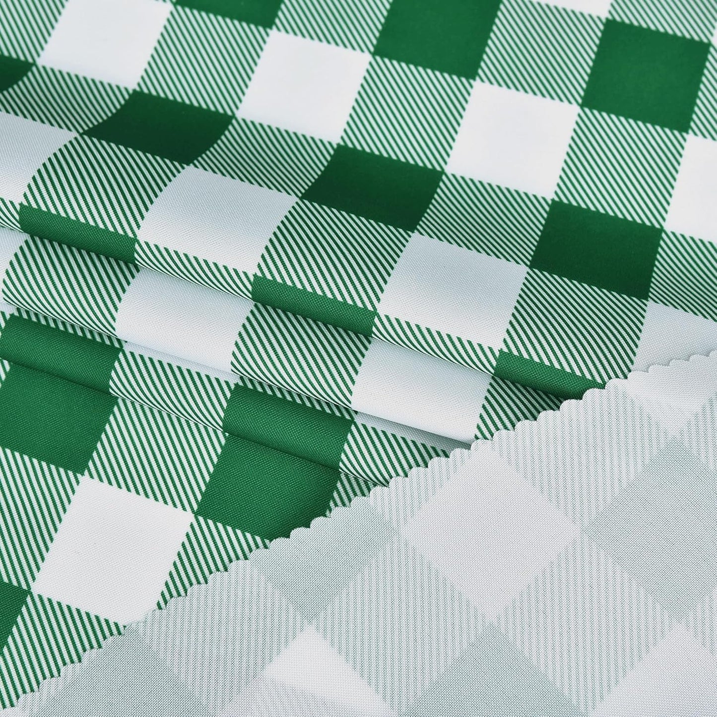 Waterproof Plaid Tablecloth Fabric - Round 58 Inch Classic Gingham Checker Table Cloth for Indoor/Outdoor Use - Buffalo Table Cover for Picnics, BBQs, and Parties