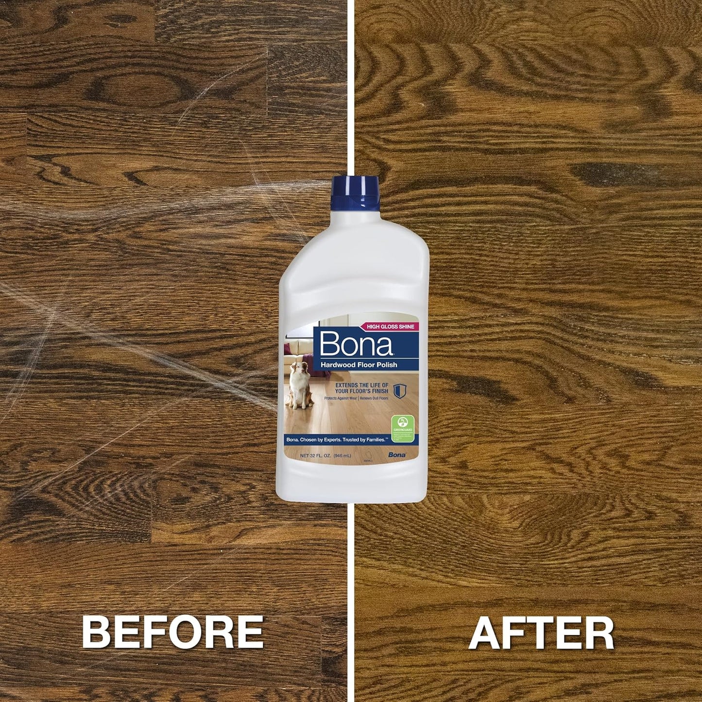 Bona Hardwood Floor Polish - 32 fl oz - High Gloss Shine - Polish for Wood Floors - Protects and Renews Dull Flooring - Covers 500 sq ft