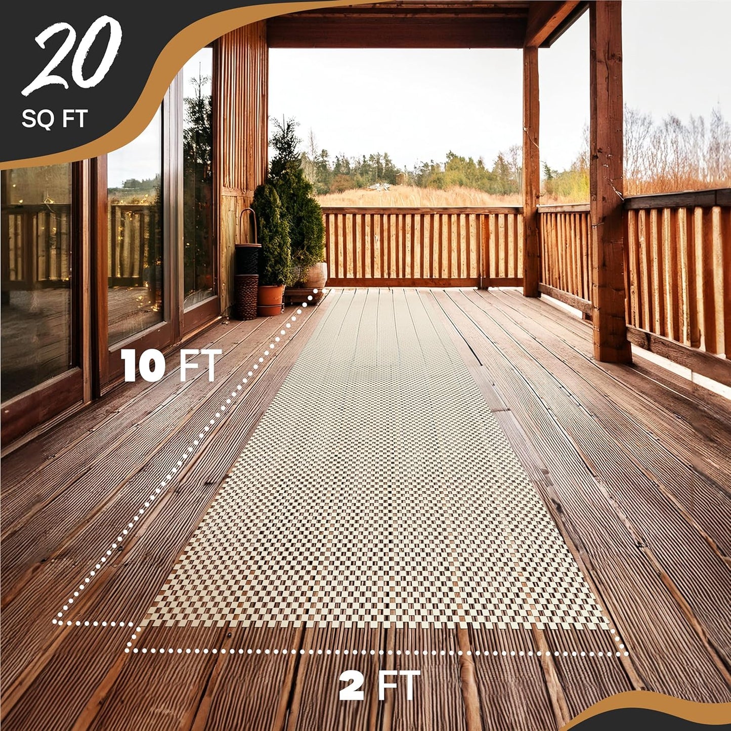 Nevlers 2 x 10 Ft Non Slip Rug Pad | Open Weave PVC Anti Skid Rug Gripper for Hardwood Floors & Other Surfaces | Non-Slip Pads for Under Rugs | Under Carpet Non Slip Pad | Customizable Carpet Gripper