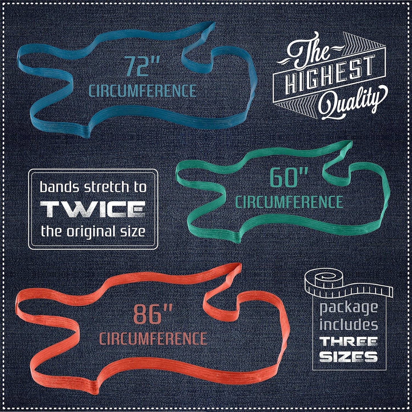 24 Pack Moving Blanket Rubber Bands - Heavy Duty Extra Large Packing Bands for Moving Blankets and Furniture - Variety of Sizes 26in, 30in & 42in - 24 Pack of Mover Bands - kitchentoolz